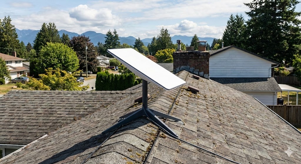 Starlink dish setup on a Cyprus roof